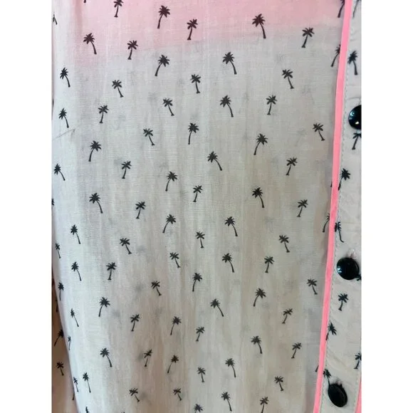 Maison Scotch Pink Palm Tree Patterned Button Blouse Size 2 - Picture 6 of 8